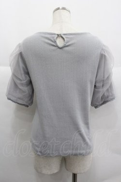 画像2: axes femme / 巻きバラのふんわりチュール袖プルオーバー  サックス I-25-12-29-027-AX-TO-SA-ZI