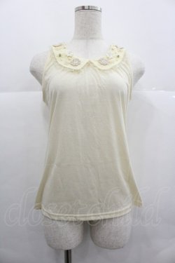 画像1: axes femme / お花モチーフ襟付タンク M キナリ I-25-12-29-030-AX-TO-SA-ZI