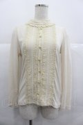 axes femme / 胸元レース切替カットソーブラウス M アイボリー I-25-12-29-041-AX-TO-SA-ZI