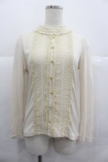 画像1: axes femme / 胸元レース切替カットソーブラウス M アイボリー I-25-12-29-041-AX-TO-SA-ZT563 (1)