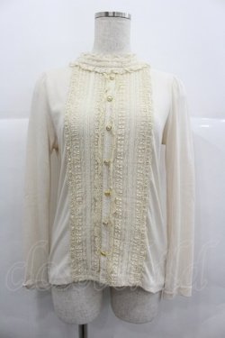 画像1: axes femme / 胸元レース切替カットソーブラウス M アイボリー I-25-12-29-041-AX-TO-SA-ZI