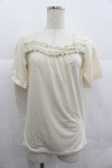 axes femme / 肩デザイン半袖インナーPO M キナリ I-25-12-29-043-AX-TO-SA-ZI