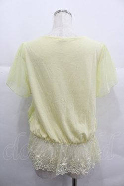 画像2: axes femme / レース切り替えシフォン半袖トップス  イエロー I-25-12-29-044-AX-TO-SA-ZI