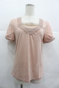 axes femme / ビジューレースハイショクTシャツ M アワピンク I-25-12-29-049-AX-TO-SA-ZI