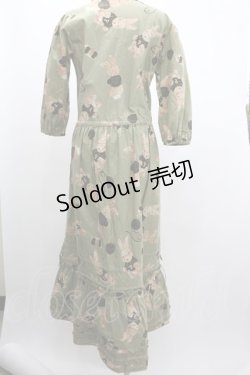 画像2: PINK HOUSE / うさぎセーター総柄長袖ワンピース  グリーン I-26-01-04-048-LO-OP-SA-ZI