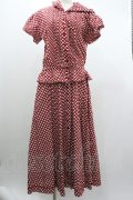 PINK HOUSE / ドットフード半袖ワンピース  赤Ｘ白 I-26-01-04-049-LO-OP-SA-ZI