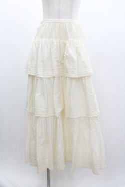 画像1: PINK HOUSE / 裾ピンタック3段フリルスカート  アイボリー I-26-01-04-054-LO-SK-SA-ZI