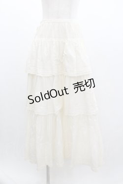 画像1: PINK HOUSE / 裾ピンタック3段フリルスカート  アイボリー I-26-01-04-054-LO-SK-SA-ZI