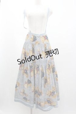 画像1: PINK HOUSE / オーバーオールくまさんバンダナ柄スカート  サックス I-26-01-04-055-LO-SK-SA-ZI