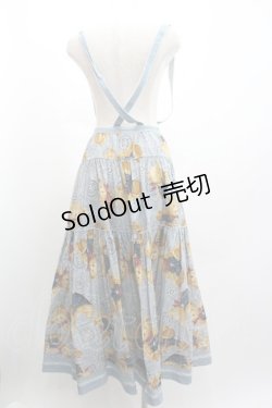 画像2: PINK HOUSE / オーバーオールくまさんバンダナ柄スカート  サックス I-26-01-04-055-LO-SK-SA-ZI