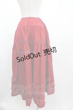 画像2: WONDERFUL WORLD / ピンタックピコフリルスカート  赤Ｘ白 I-26-01-04-059-LO-SK-SA-ZI