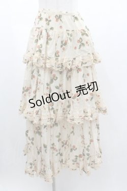 画像1: WONDERFUL WORLD / いちご柄3段フリルスカート  生成り I-26-01-04-060-LO-SK-SA-ZI