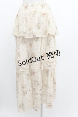 画像2: WONDERFUL WORLD / フラワープリント3段スカート  アイボリー I-26-01-04-061-LO-SK-SA-ZI