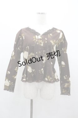 画像1: PINK HOUSE / 薔薇柄長袖ブラウス  ブラウン I-26-01-04-007-LO-BL-SA-ZI