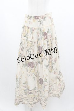 画像1: WONDERFUL WORLD / ローズブーケプリントスカート  アイボリー I-26-01-04-064-LO-SK-SA-ZI