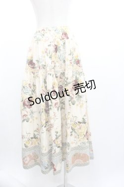画像2: WONDERFUL WORLD / 薔薇ブーケ&裾半円パッチワークスカート  アイボリー I-26-01-04-067-LO-SK-SA-ZI