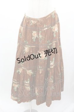 画像1: PINK HOUSE / 果物籠プリントスカート  ブラウン I-26-01-04-069-LO-SK-SA-ZI