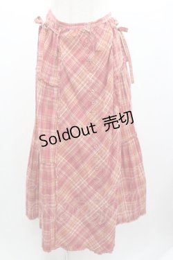 画像1: PINK HOUSE / チェック前開きスカート  赤Ｘオレンジチェック I-26-01-04-071-LO-SK-SA-ZI