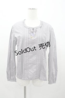 画像1: PINK HOUSE / すみれブーケ刺繍リボンブラウス  ラベンダー I-26-01-04-010-LO-BL-SA-ZI