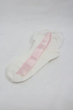 画像1: BABY,THE STARS SHINE BRIGHT / Sweet Cherriesクルーソックス  白Ｘピンク I-26-01-04-117-BA-ZA-SA-ZI