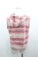画像3: PINK HOUSE / 総柄ボーダー風デザインフードベスト M ピンクＸ白 I-26-01-04-013-LO-TO-SA-ZI (3)