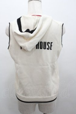 画像3: PINK HOUSE / 胸元ワッペンフードニットベスト  アイボリーＸ黒 I-26-01-04-014-LO-TO-SA-ZI