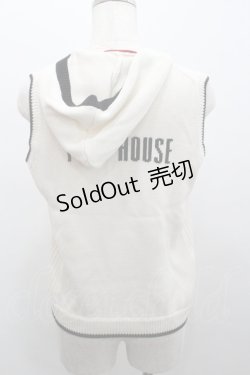 画像3: PINK HOUSE / 胸元ワッペンフードニットベスト  アイボリーＸ黒 I-26-01-04-014-LO-TO-SA-ZI