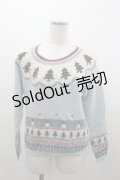 PINK HOUSE / クリスマスモチーフニットトップス  サックス I-26-01-04-017-LO-TO-SA-ZI
