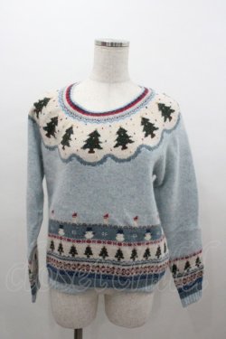 画像1: PINK HOUSE / クリスマスモチーフニットトップス  サックス I-26-01-04-017-LO-TO-SA-ZI