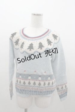画像1: PINK HOUSE / クリスマスモチーフニットトップス  サックス I-26-01-04-017-LO-TO-SA-ZI