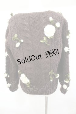 画像2: PINK HOUSE / カメリアニットモチーフカーディガン  ブラウンＸ白 I-26-01-04-018-LO-TO-SA-ZI