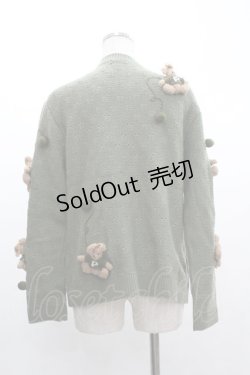 画像2: PINK HOUSE / セーターうさぎモチーフニットカーディガン  カーキ I-26-01-04-021-LO-CO-SA-ZI