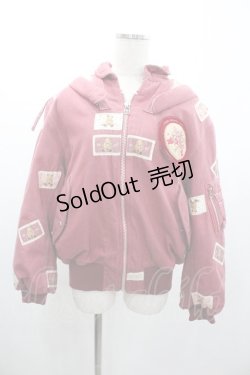 画像1: PINK HOUSE / すみれブーケくま刺繍ゼッケンフードブルゾン  ピンク I-26-01-04-028-LO-JA-SA-ZI