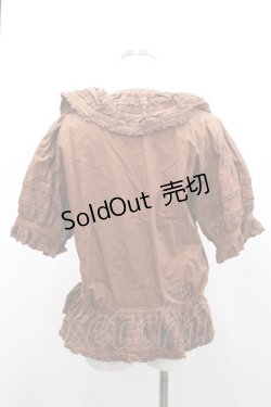 画像2: KANEKO ISAO / ピコフリルピンタック襟半袖ブラウス  ブラウン I-26-01-04-004-EL-BL-SA-ZI