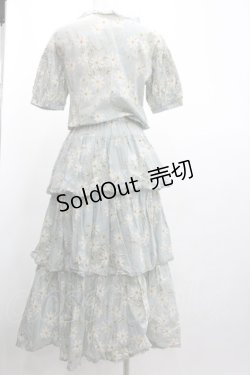 画像2: WONDERFUL WORLD / 秋桜プリント半袖ワンピース  サックスＸ白 I-26-01-04-037-LO-OP-SA-ZI