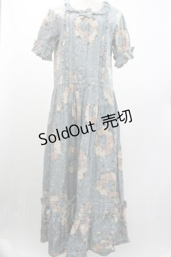 画像1: PINK HOUSE / ローズリース総柄半袖ワンピース  サックス I-26-01-04-038-LO-OP-SA-ZI