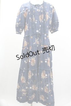 画像1: PINK HOUSE / パンジーブーケ柄ワンピース  青 I-26-01-04-039-LO-OP-SA-ZI