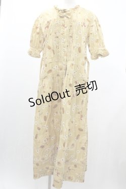 画像1: PINK HOUSE / ギンガムチェックくま&雛菊総柄半袖ワンピース  イエロー I-26-01-04-042-LO-OP-SA-ZI