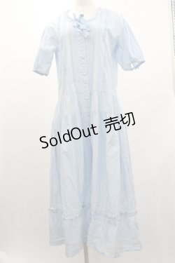 画像1: PINK HOUSE / フロントピンタックレース半袖ワンピース  サックス I-26-01-04-044-LO-OP-SA-ZI