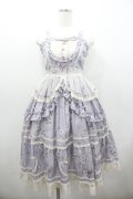 Lolitimes（海外ロリータブランド） / 薔薇リボンプリントジャンパースカート  ラベンダー I-26-01-06-047-EL-OP-SA-ZI