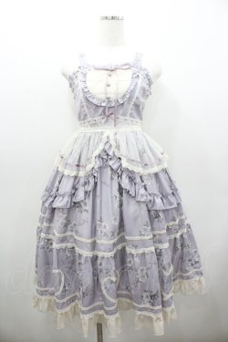 画像1: Lolitimes（海外ロリータブランド） / 薔薇リボンプリントジャンパースカート  ラベンダー I-26-01-06-047-EL-OP-SA-ZI