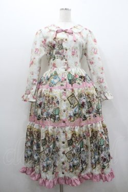 画像1: ANGELIQUE ROSA / 不思議の国のアリス柄ワンピース  白Ｘピンク I-26-01-06-048-LO-OP-SA-ZI