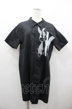 画像1: MILK / ラビットシャツワンピース  黒 I-26-01-06-050-ML-OP-SA-ZI