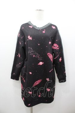 画像1: MILK / COSMOトレーナーワンピース  黒Ｘ赤 I-26-01-06-051-ML-OP-SA-ZI