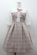 Amavel / ハートリボンチェック切替ワンピース  ピンクＸ白 I-26-01-06-062-CA-OP-SA-ZI