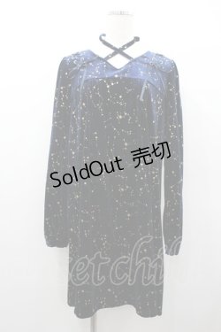 画像1: Amavel / 星発砲ベロアワンピース  ネイビーＸゴールド I-26-01-06-065-CA-OP-SA-ZI