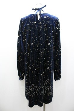画像2: Amavel / 星発砲ベロアワンピース  ネイビーＸゴールド I-26-01-06-065-CA-OP-SA-ZI