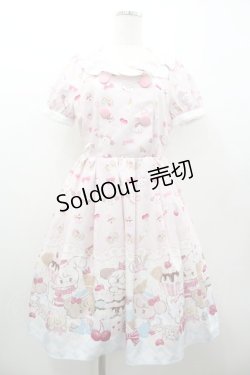 画像1: axes femme Kawaii / mikko illustration × axes femme Kawaii ダイナーカフェワンピース  ピンク I-26-01-06-067-AX-OP-SA-ZI