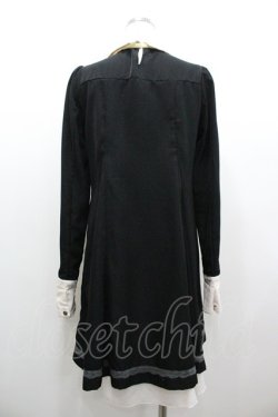 画像2: axes femme / 胸元刺繍バイカラーワンピース  黒Ｘアイボリー I-26-01-06-068-AX-OP-SA-ZI