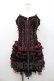 画像1: OZZ ANGELO / 薔薇刺繍サイド編み上げコルセットキャミワンピース  黒Ｘ赤 I-26-01-06-074-OO-OP-SA-ZI (1)